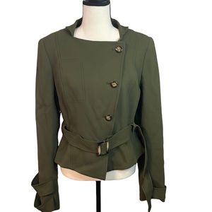 Ginger & Smart | Olive Green Workwear Green blazer trench style jacket. Size 12
